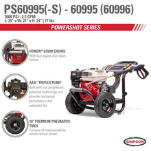 Simpson PowerShot 3600 PSI 2.5 GPM Honda GX200 PS60995 / 60996 Gas Pressure Washer